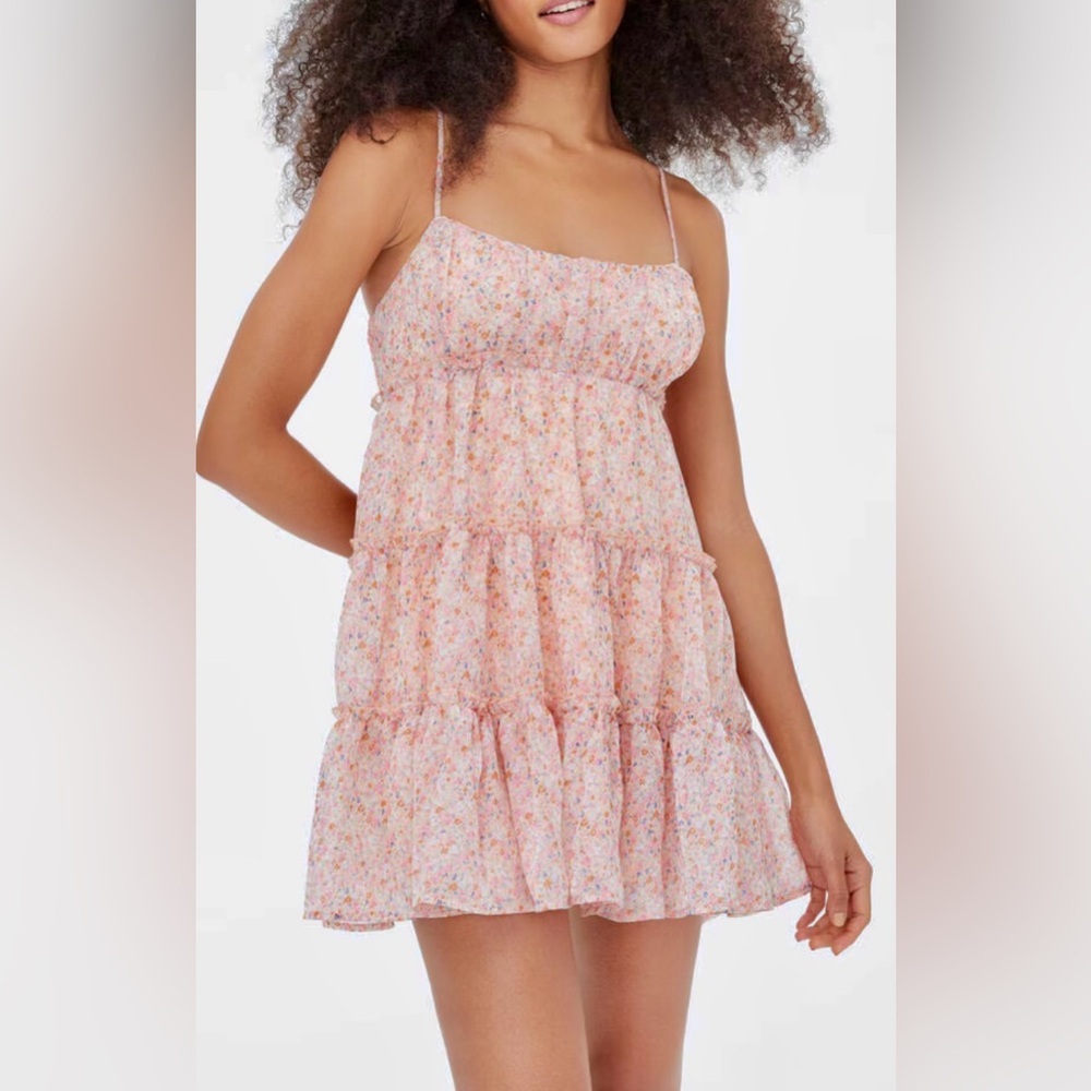 Aeropostale floral milkmaid boho romantic Tiered Ruffle Mini Dress – Size Medium